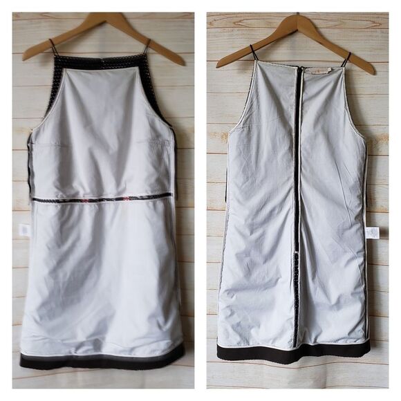 Tory Burch Runway Strappy Eyelet Shift Dress Summer Women's Size 8 Brown Blue - Picture 8 of 14